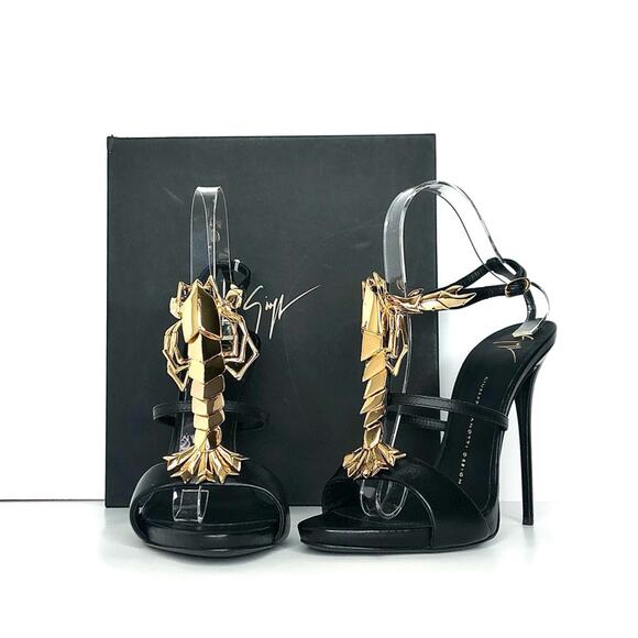 NIB Giuseppe Zanotti Coline Jeti Lobster Leather High Heel Sandals 37.5 - Picture 1 of 12
